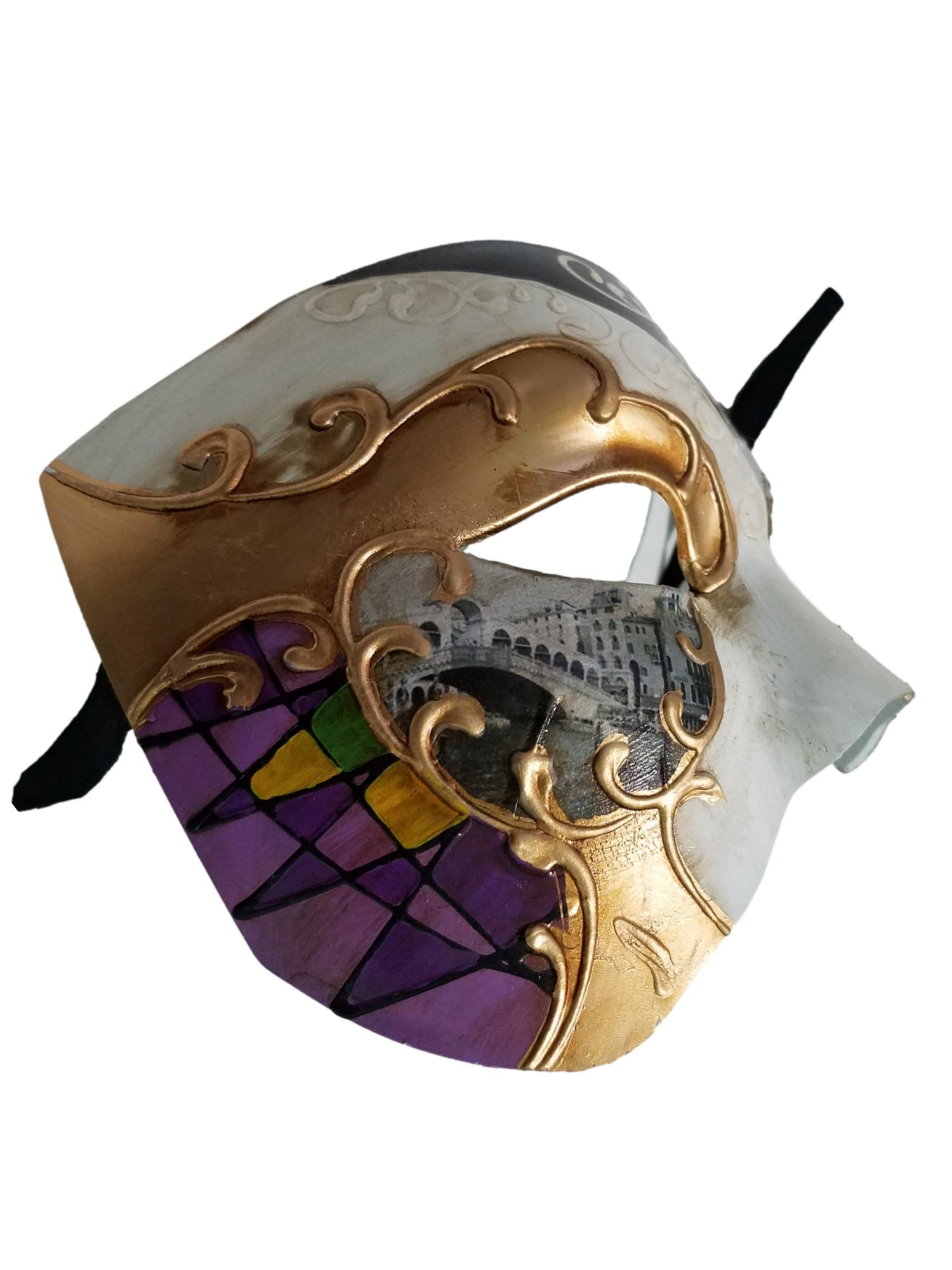 Men's Phantom Purple Harlequin Large Mardi Gras Masquerade Mask ...